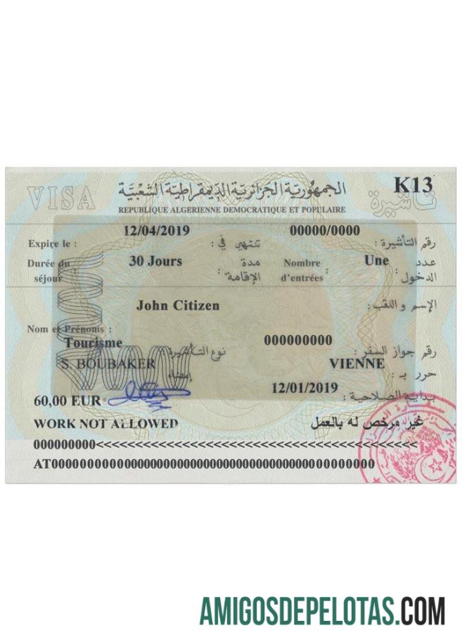 Visto para ARGÉLIA baixar para verificação